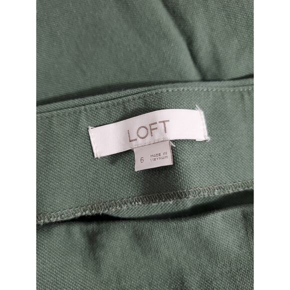LOFT Green Button Pocket Shift Skirt Side Zip Stretch Preppy Mini Size: 6 - Picture 5 of 8